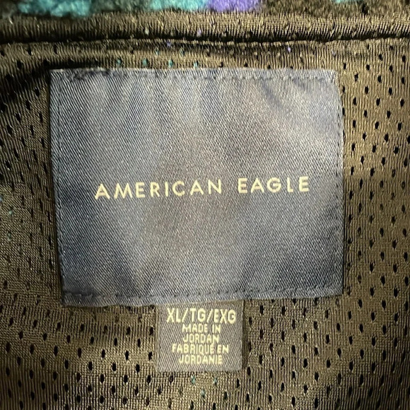 American Eagle Full Zip Sherpa Fleece Teddy Lined Jacket Multicolored Camo XL - Picture 9 of 16